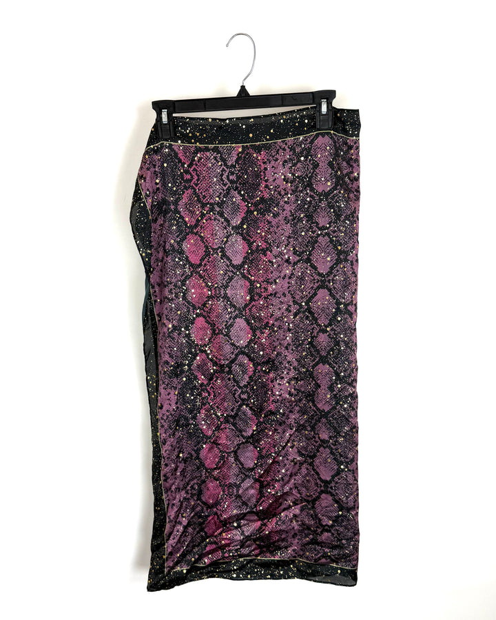 Purple and Gold Snakeskin Square Scarf