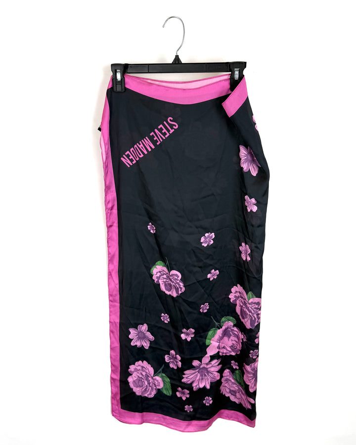 Black and Purple Floral Square Scarf