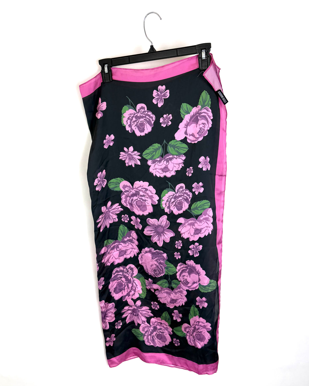 Black and Purple Floral Square Scarf