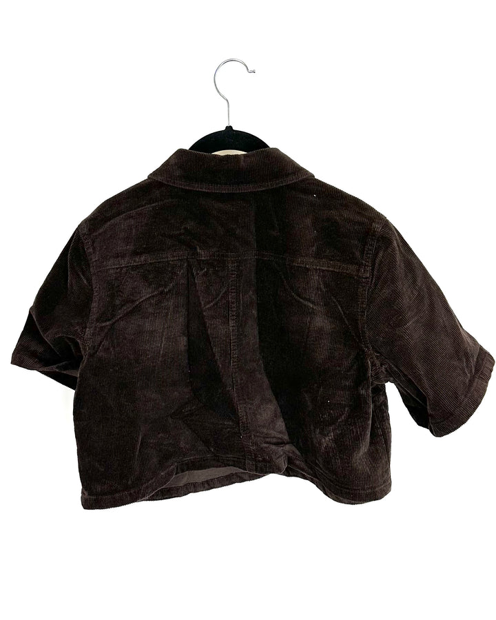 Brown Corduroy Cropped Shirt - Size 5