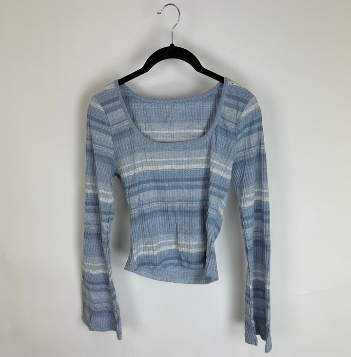 Blue and White Stripe Long Sleeve Shirt - Size 4/6