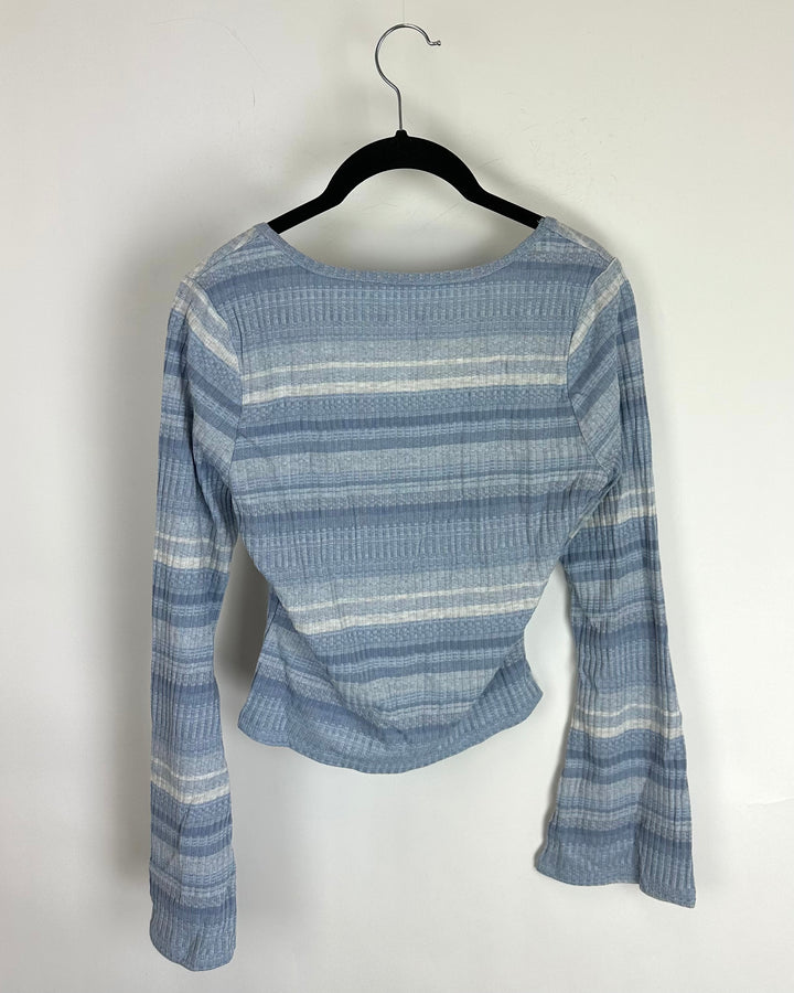 Blue and White Stripe Long Sleeve Shirt - Size 4/6