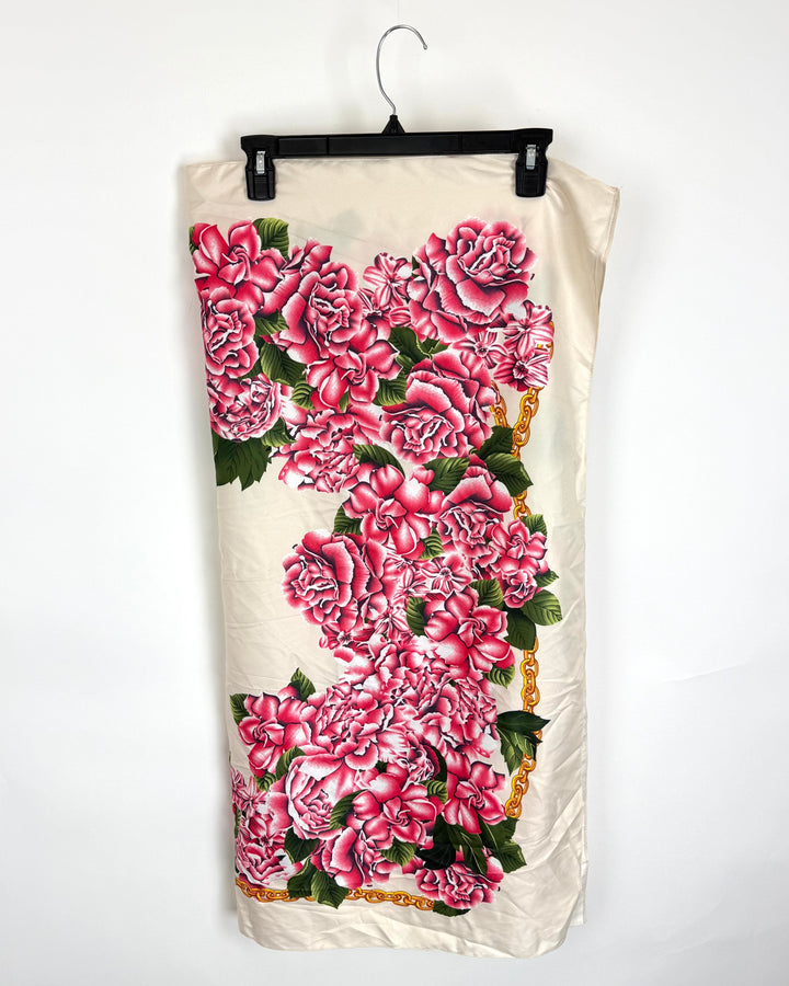 Rose Patterned Square Scarf