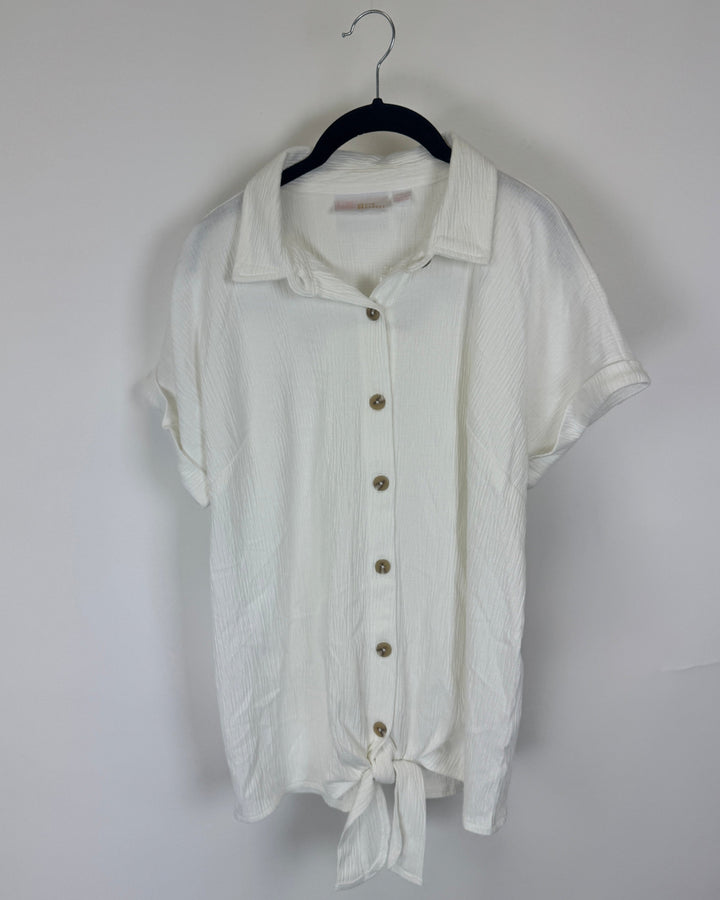 White Button Down Tie Top - Size 6/8