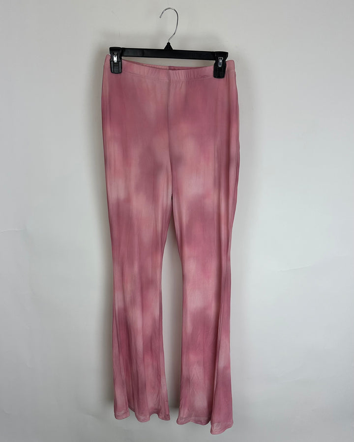 Pink Tie-Dye Flared Leggings - Size Medium