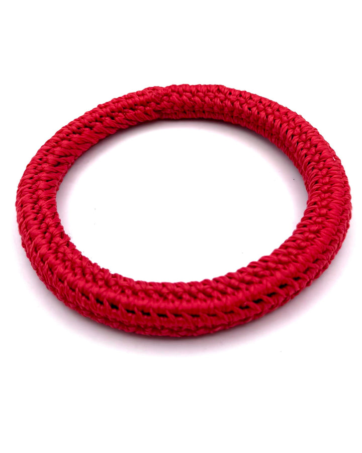 Red Knit Crochet Bracelet