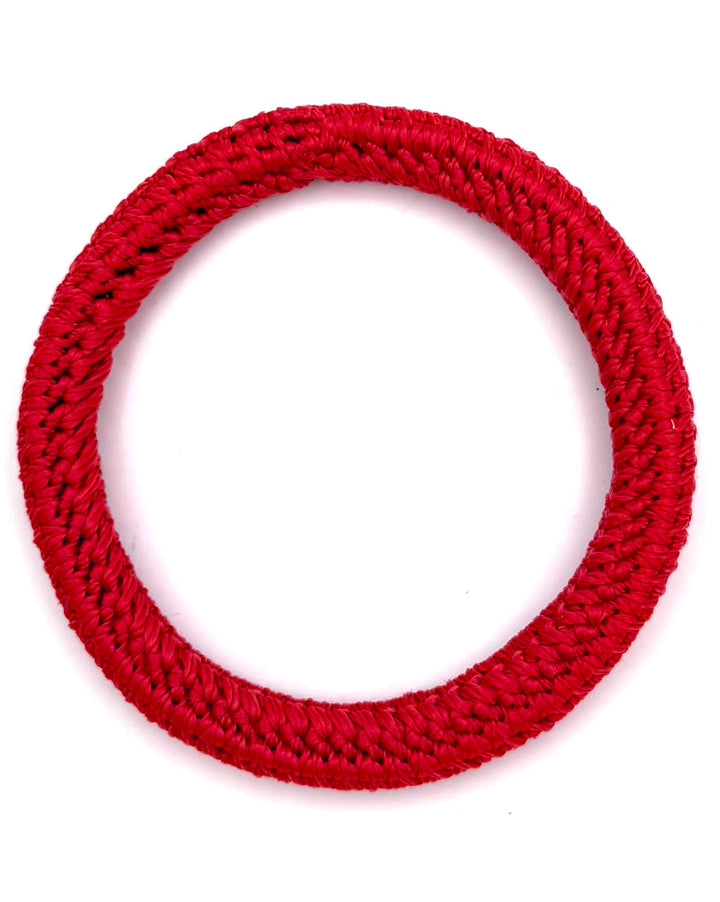 Red Knit Crochet Bracelet