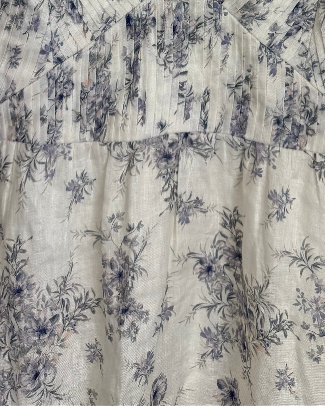 White Linen Floral Dress - Size 4