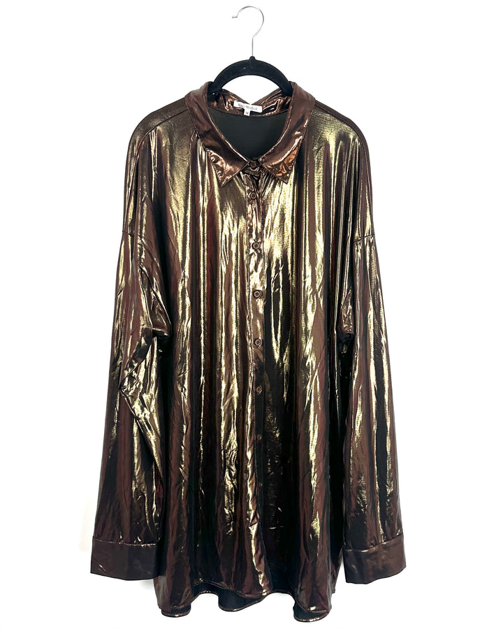 Remi x Revolve Metallic Brown Blouse - 1X