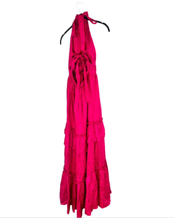 Hot Pink Halter Maxi Dress- Size 2/4 and 4/6