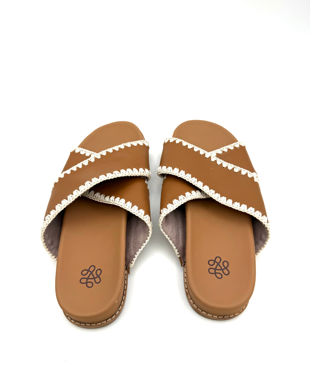 Brown Crossover Strap Sandal - Size 6