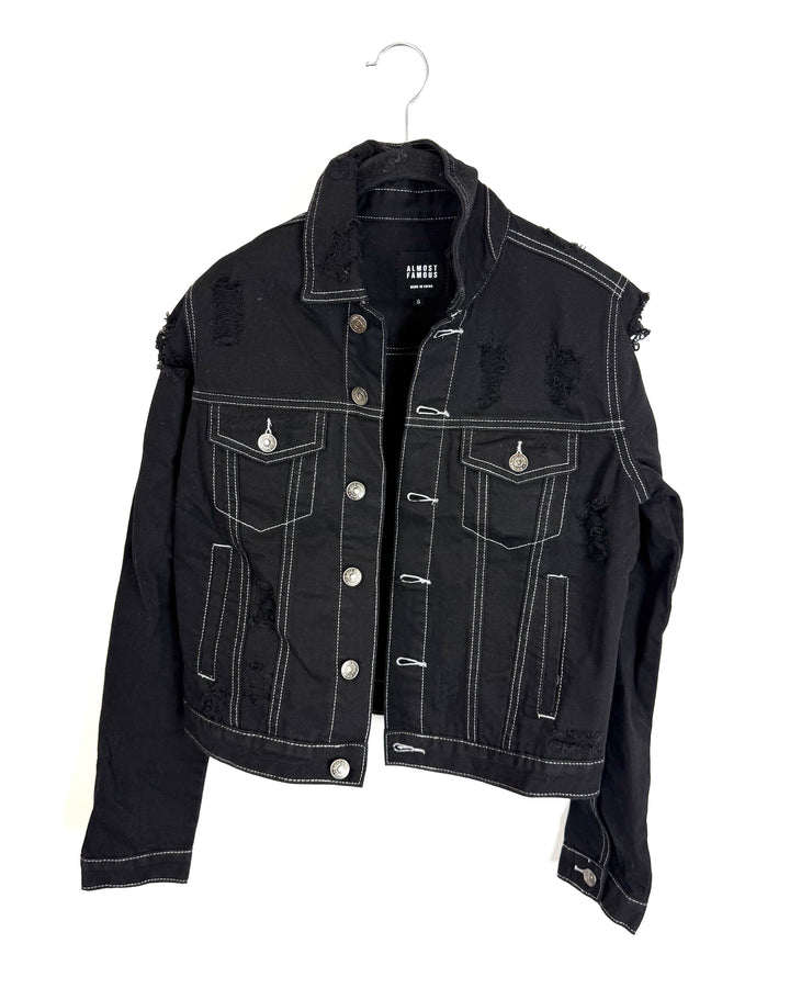 Black Denim Jacket - Size 0/2