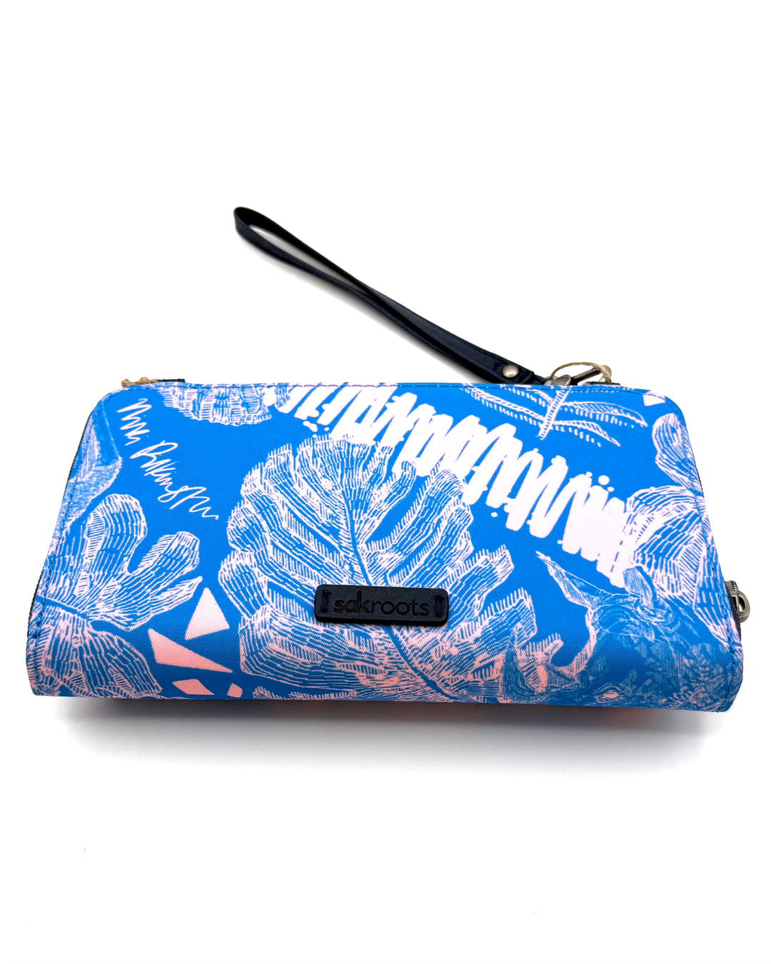 Blue Floral Wristlet Wallet