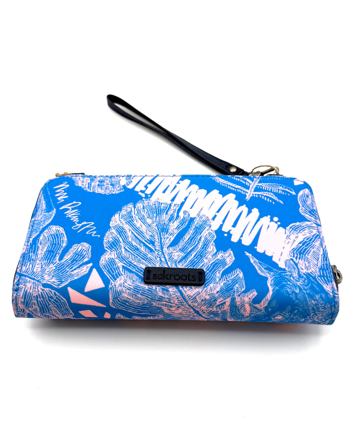 Blue Floral Wristlet Wallet