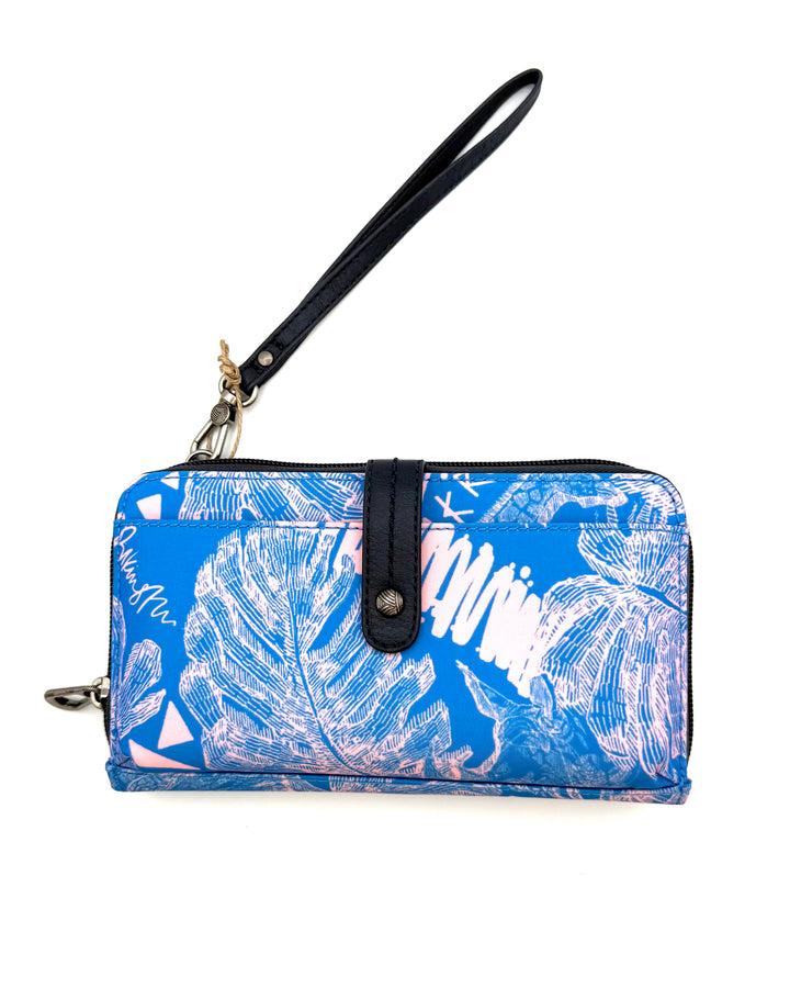 Blue Floral Wristlet Wallet