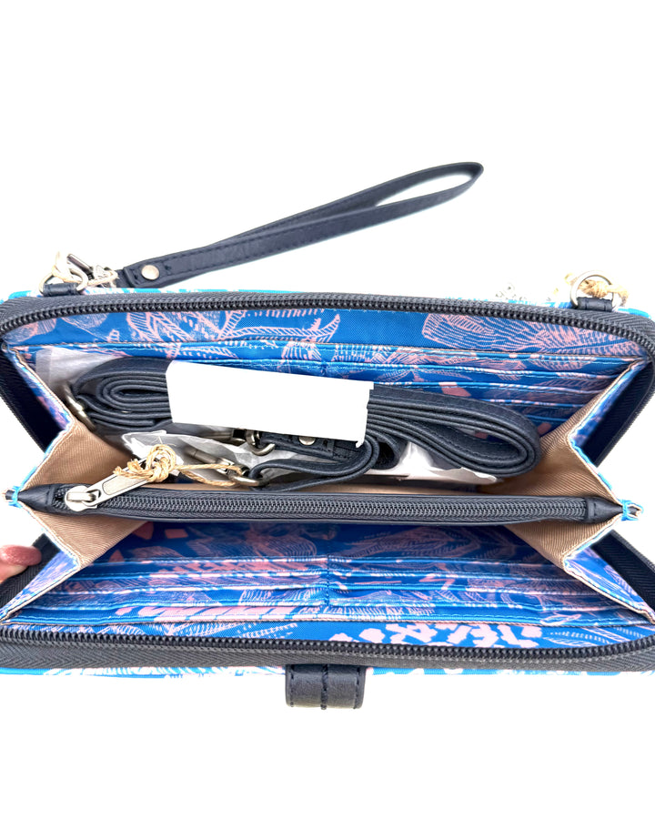 Blue Floral Wristlet Wallet