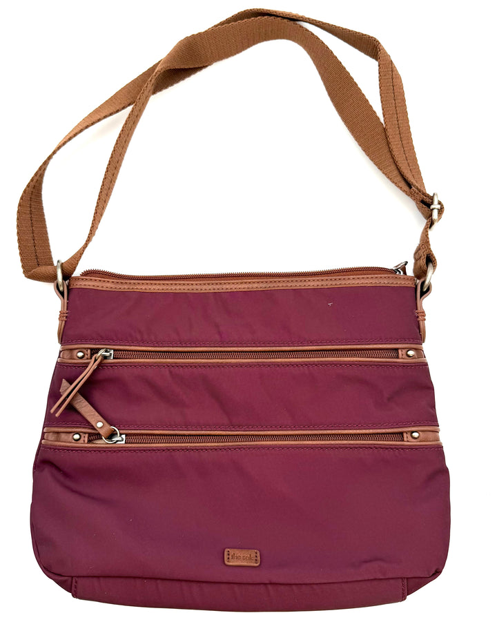 Burgundy Zipper Detail Crossbody Bag