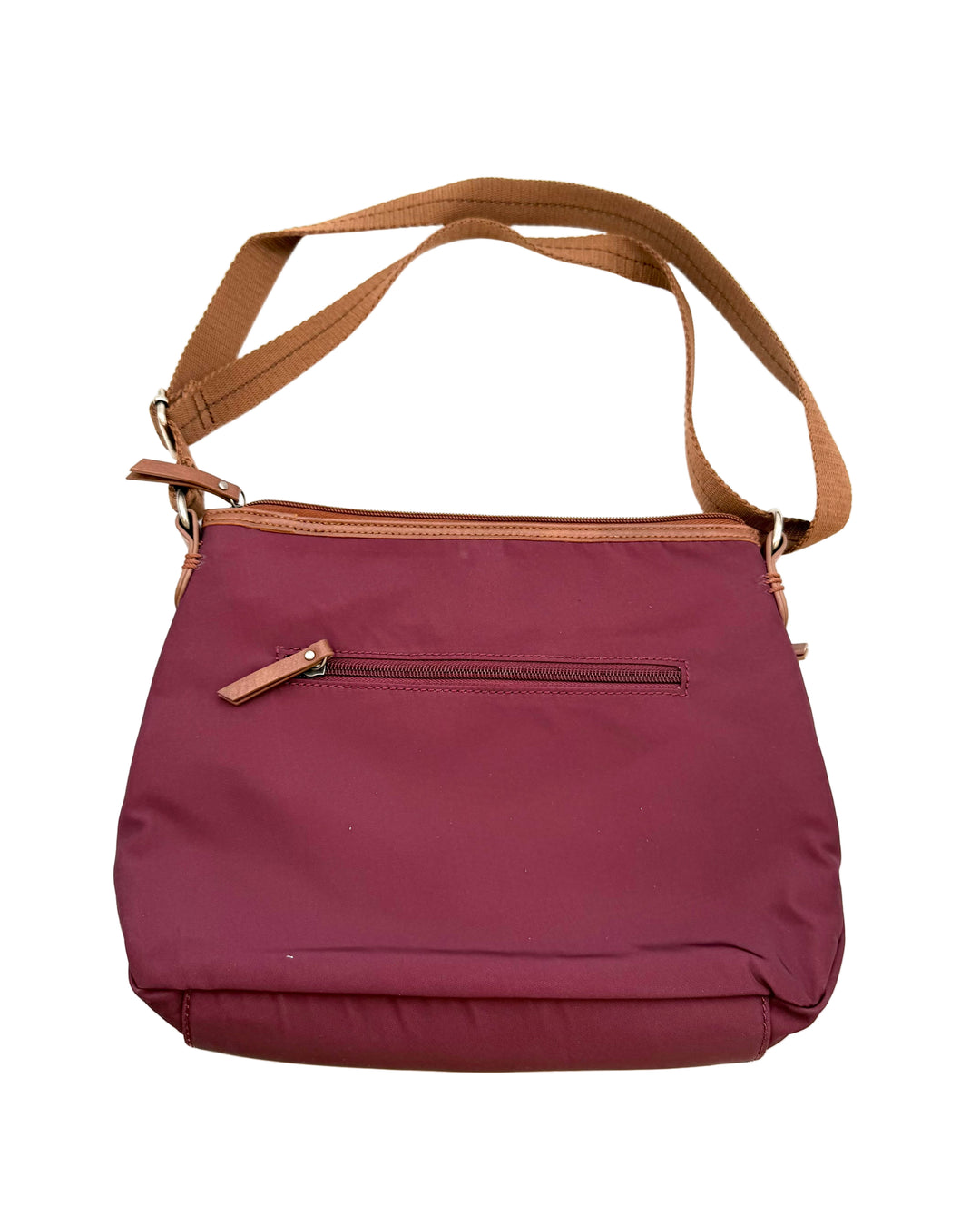 Burgundy Zipper Detail Crossbody Bag