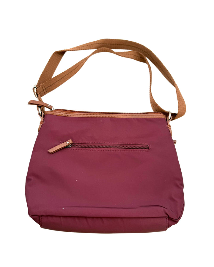 Burgundy Zipper Detail Crossbody Bag