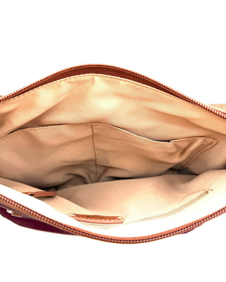 Burgundy Zipper Detail Crossbody Bag