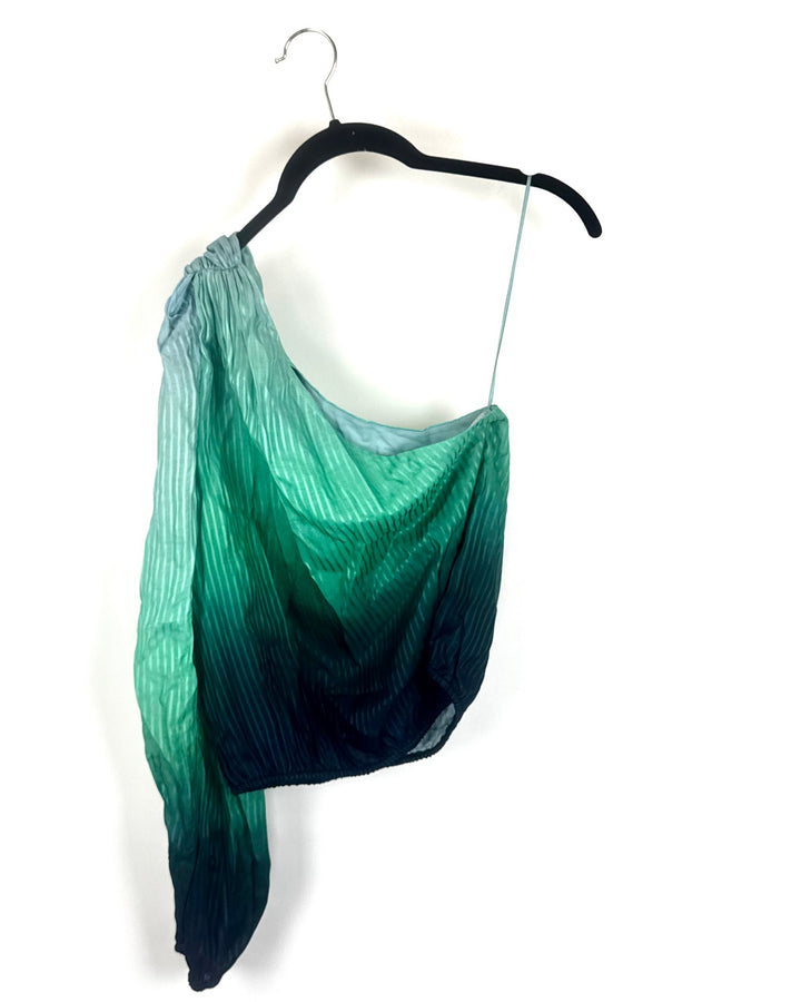Green and Blue Ombré One-sleeve Top- Extra Small and Large