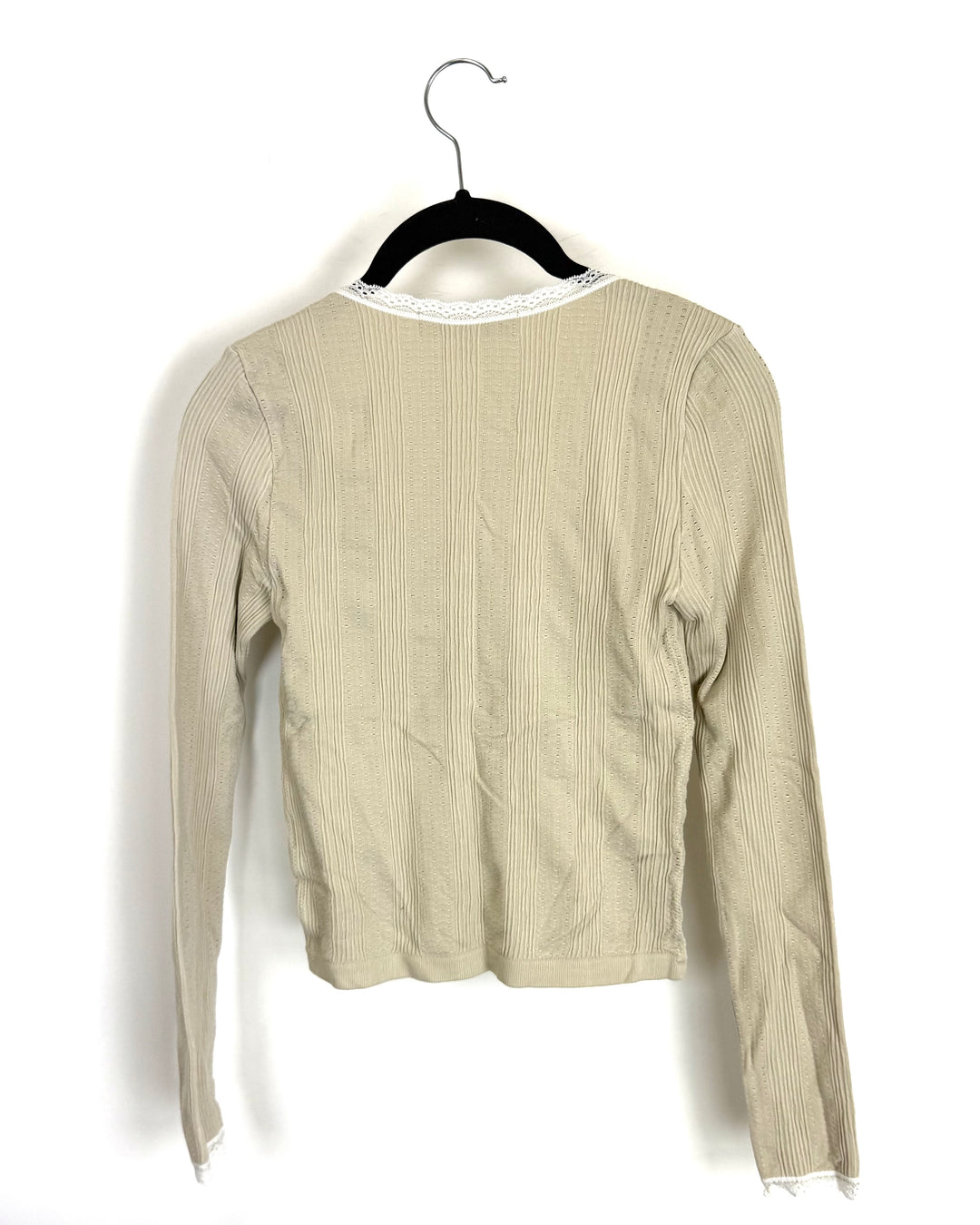 Sand Long Sleeve Top with Flower Detail - Size 4/6