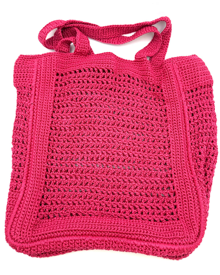 Dark Pink Crochet Tote Bag
