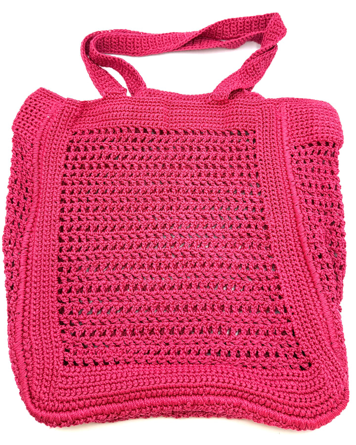 Dark Pink Crochet Tote Bag