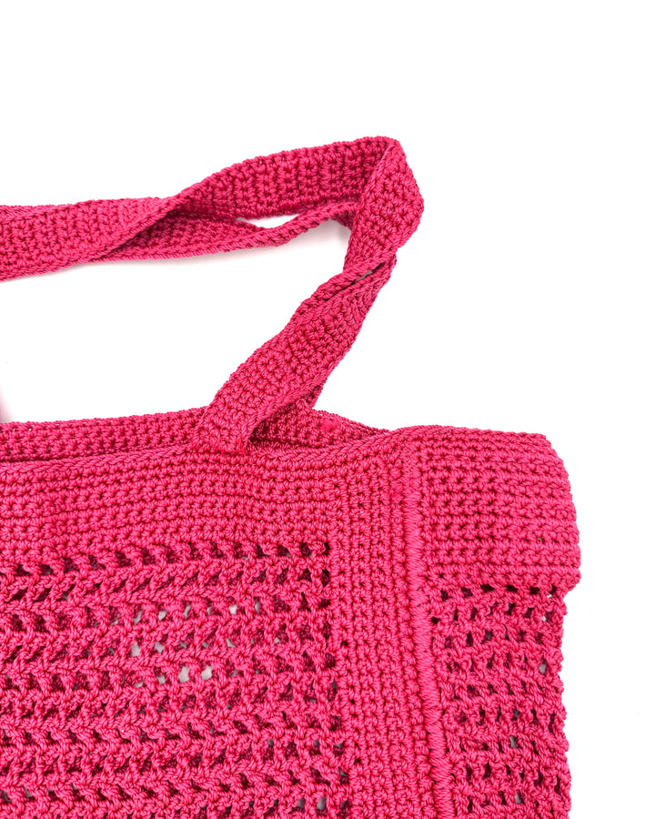 Dark Pink Crochet Tote Bag