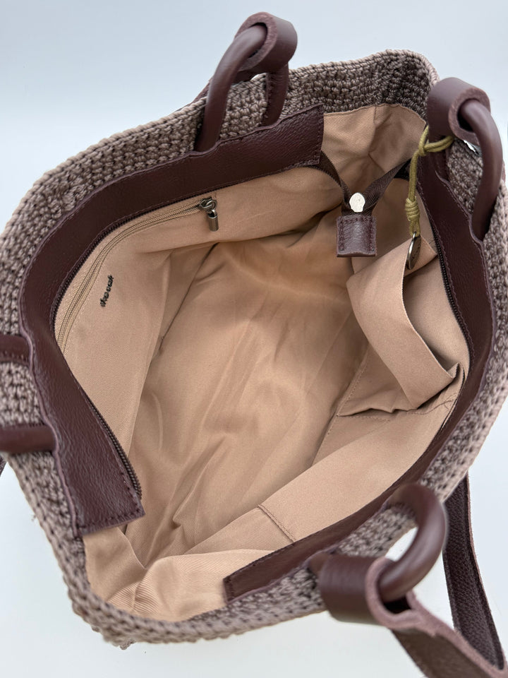 Brown Woven Shoulder Bag