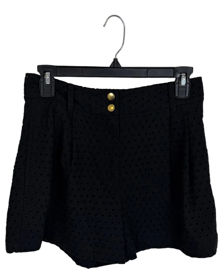 Midnight Black Eyelet Shorts - Size 4
