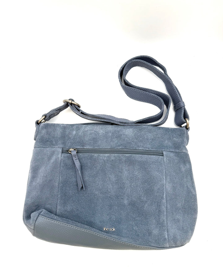 Blue Suede Crossbody Bag