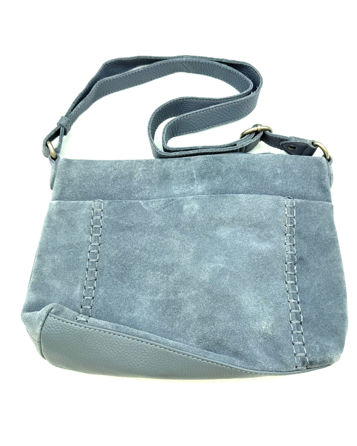 Blue Suede Crossbody Bag