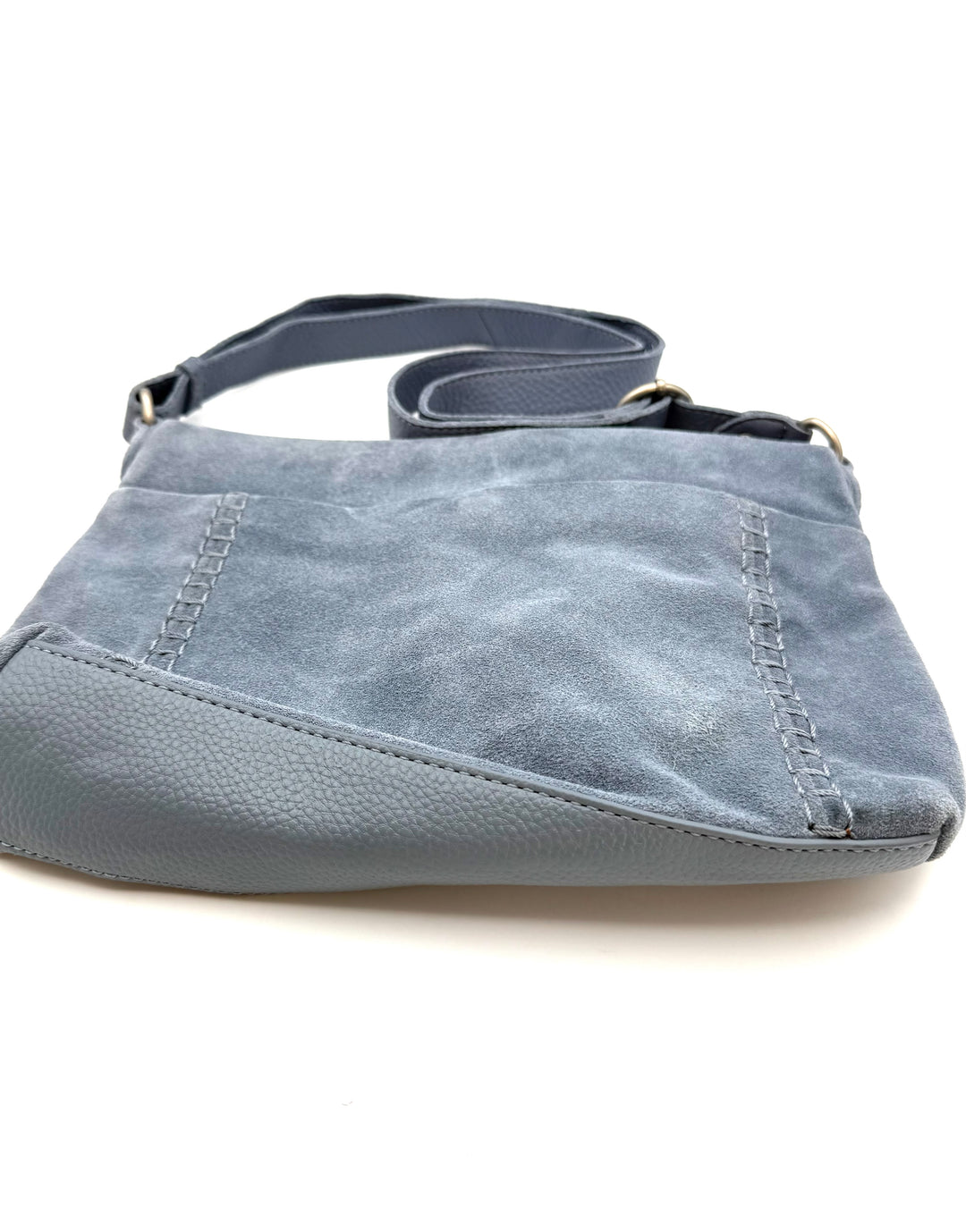 Blue Suede Crossbody Bag