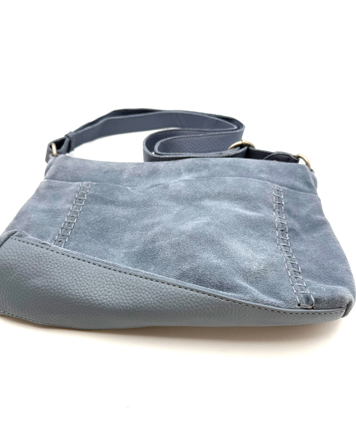 Blue Suede Crossbody Bag