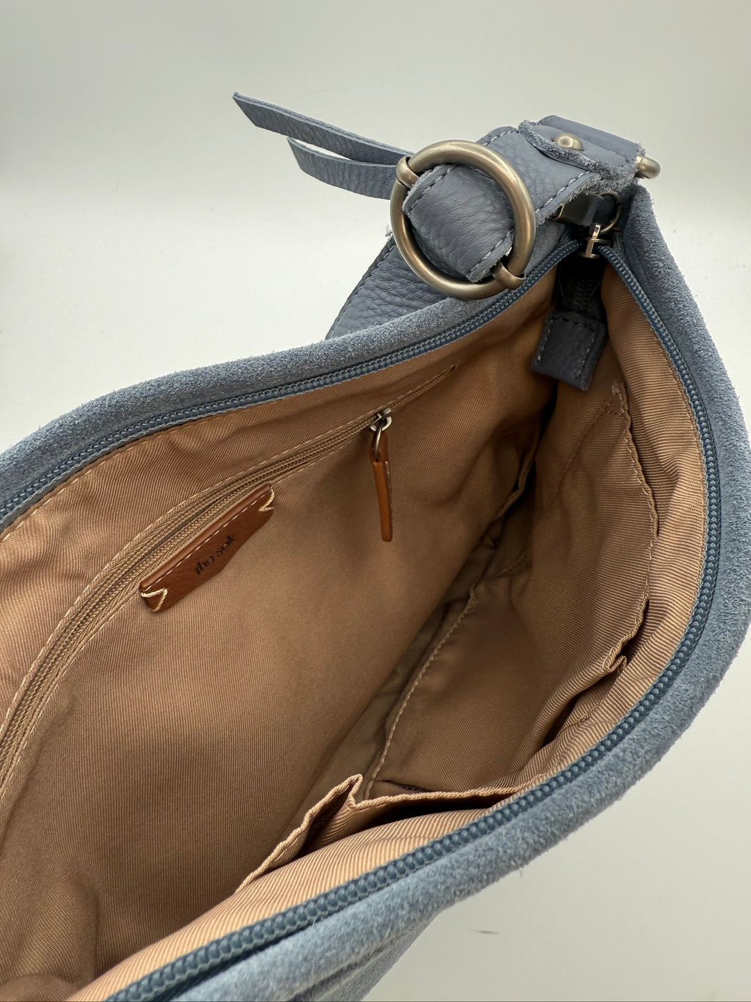 Blue Suede Crossbody Bag