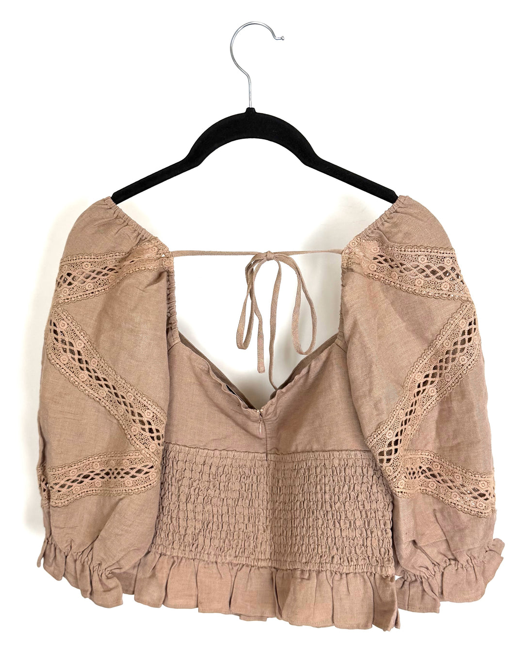 Taupe Lace Cut-Out Blouse - Size 4/6