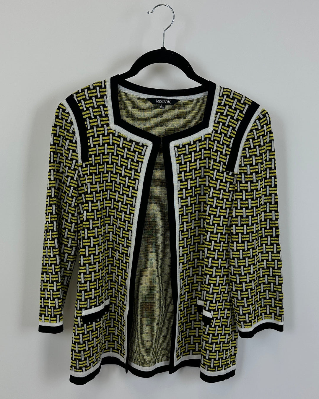 Black, Yellow and White Abstract Cardigan - Size 2/4