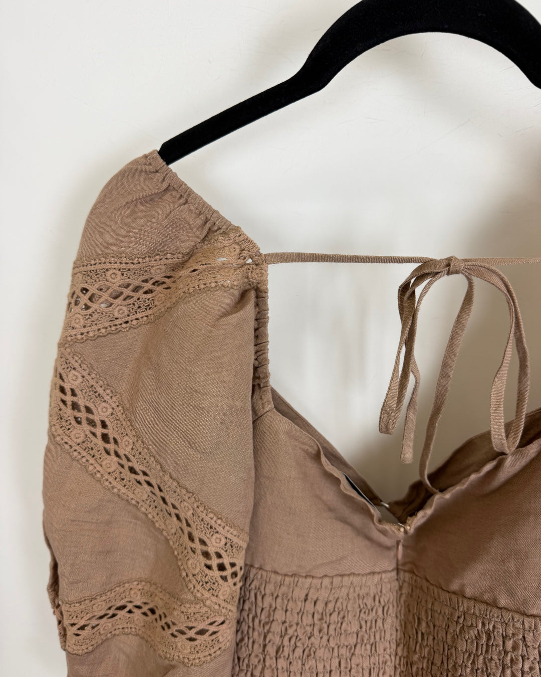 Taupe Lace Cut-Out Blouse - Size 4/6