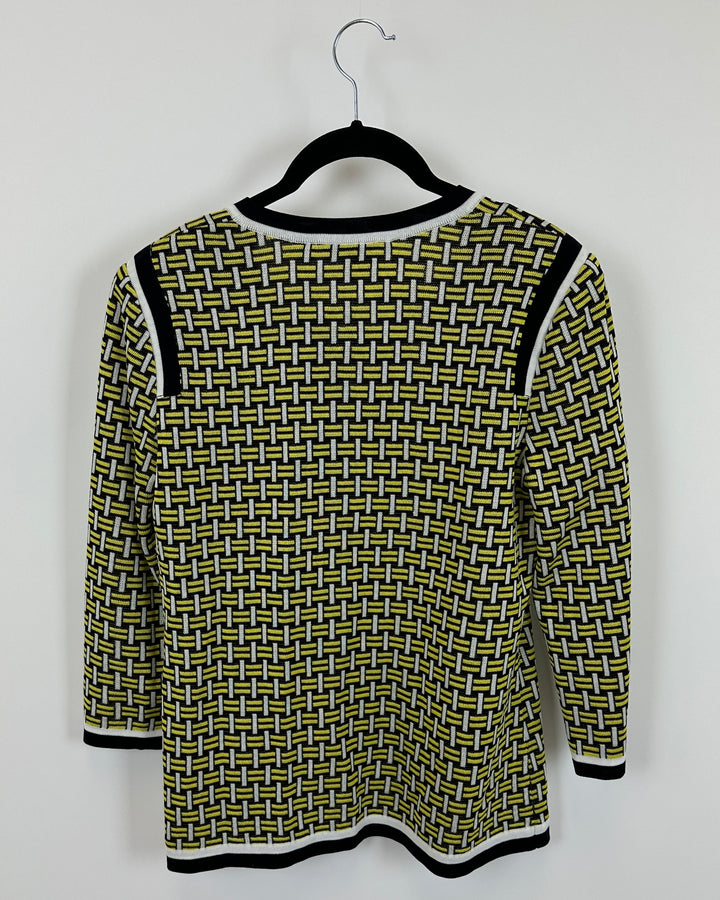 Black, Yellow and White Abstract Cardigan - Size 2/4