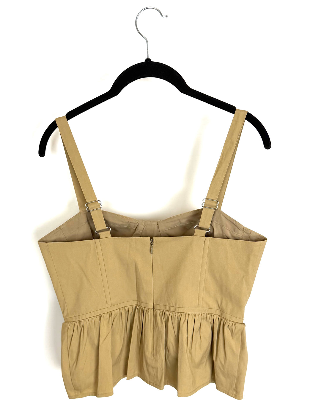 Khaki Peplum Corset Top - Size 4