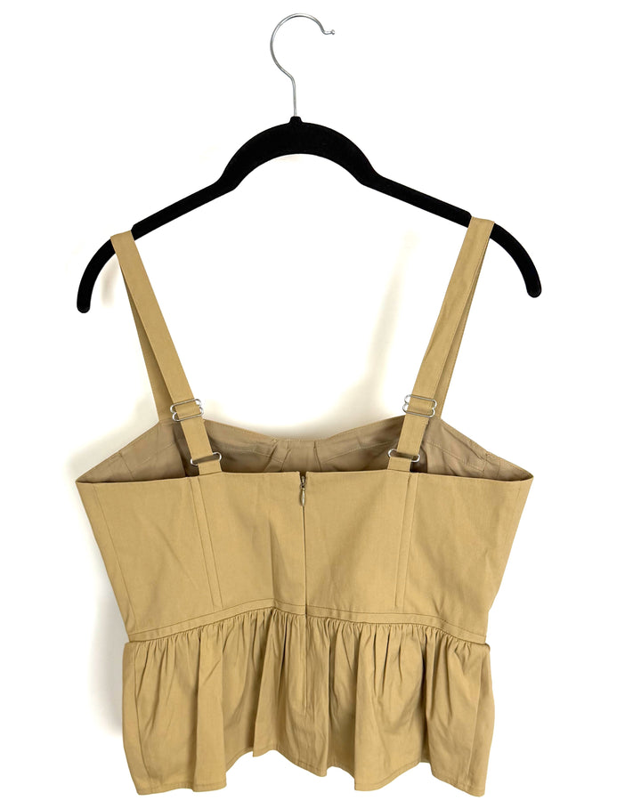 Khaki Peplum Corset Top - Size 4