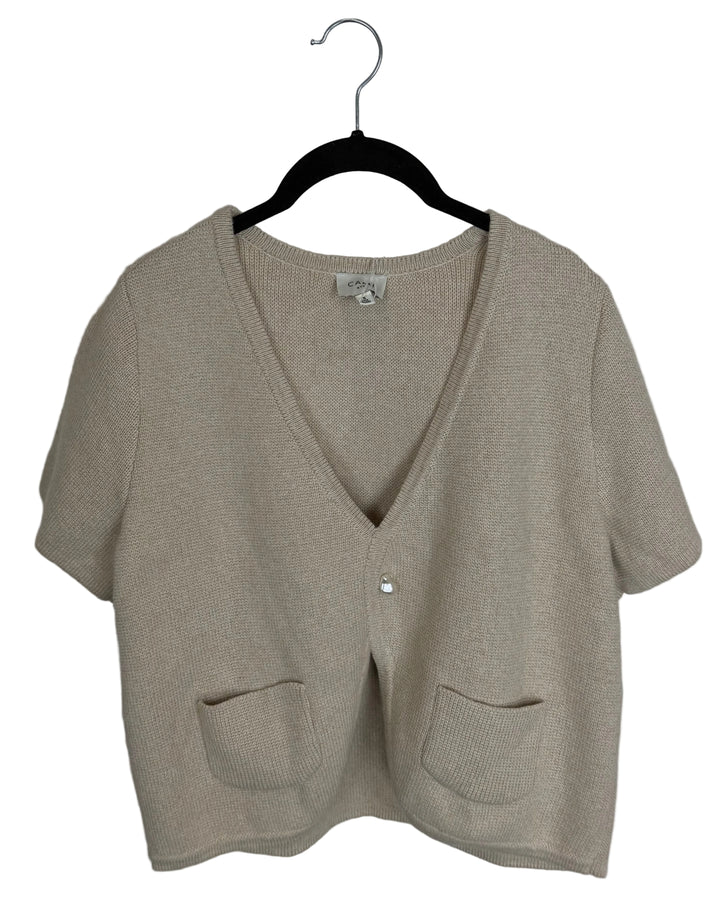 Beige Knit Short Sleeve Top- Size 4/6
