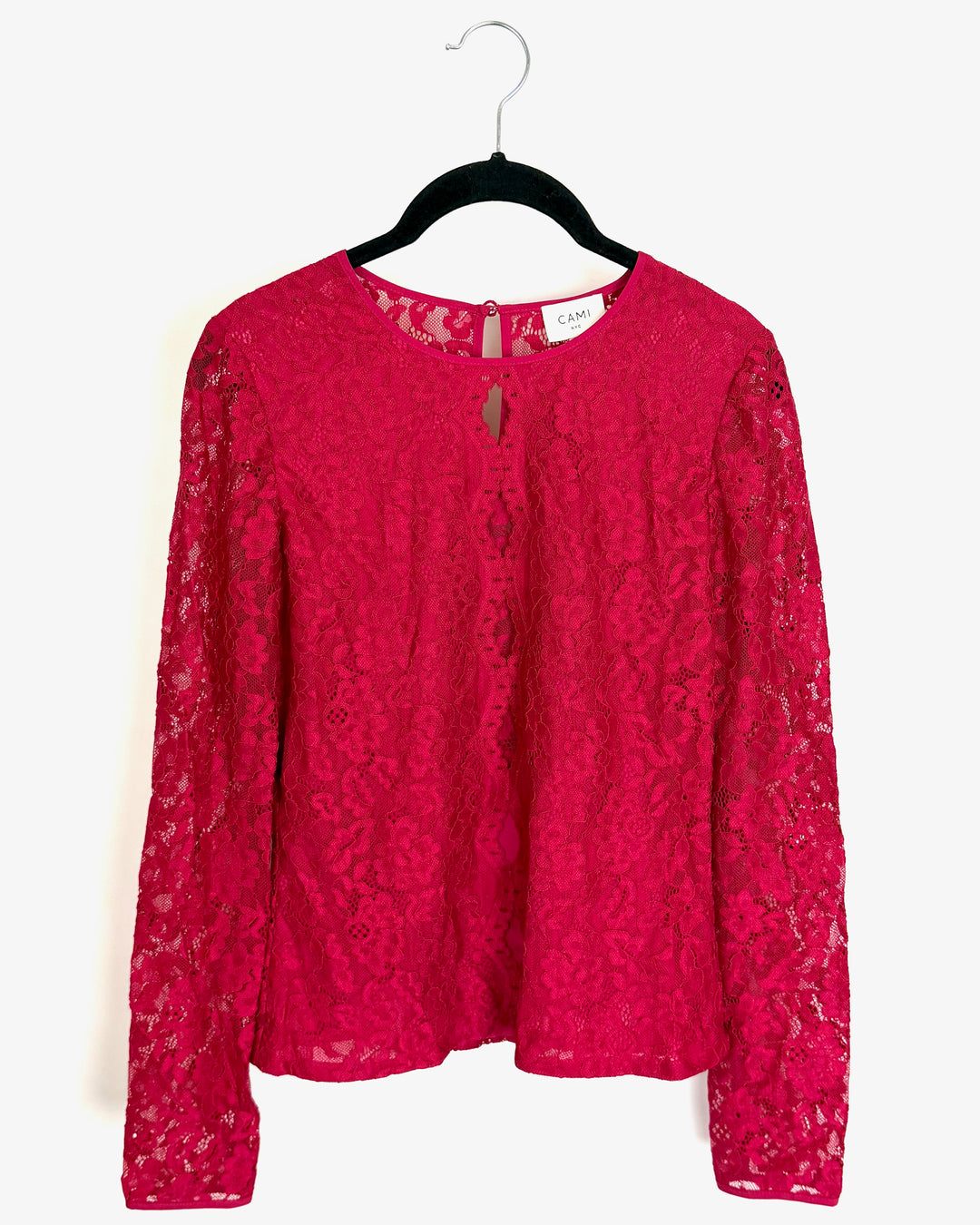 Raspberry Sheer Lace Top - Size 4/6