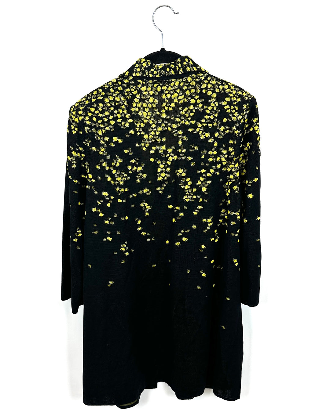 Long Black and Yellow Speckled Cardigan - Size 2/4