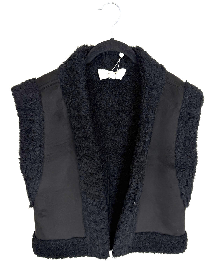 Black Fuzzy Lined Vest- Size 4/6