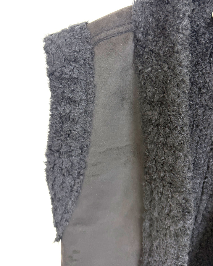 Black Fuzzy Lined Vest- Size 4/6