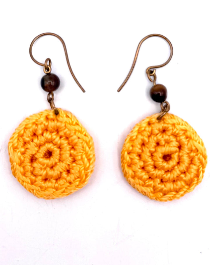 Yellow Crochet Knit Earrings