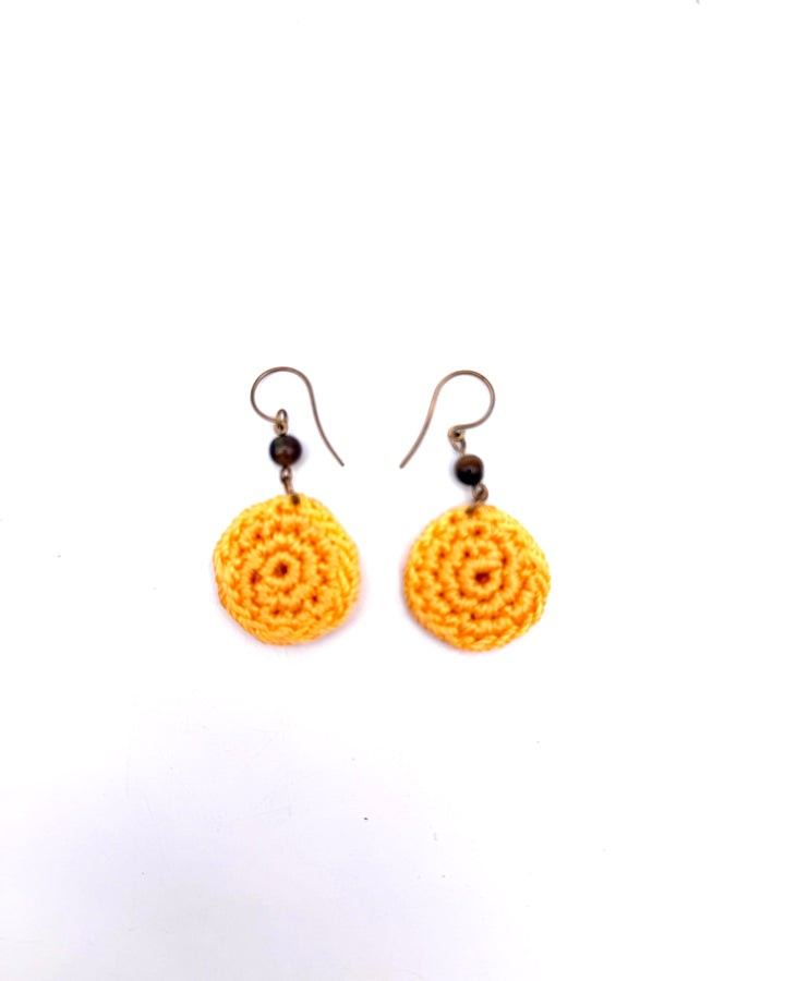 Yellow Crochet Knit Earrings