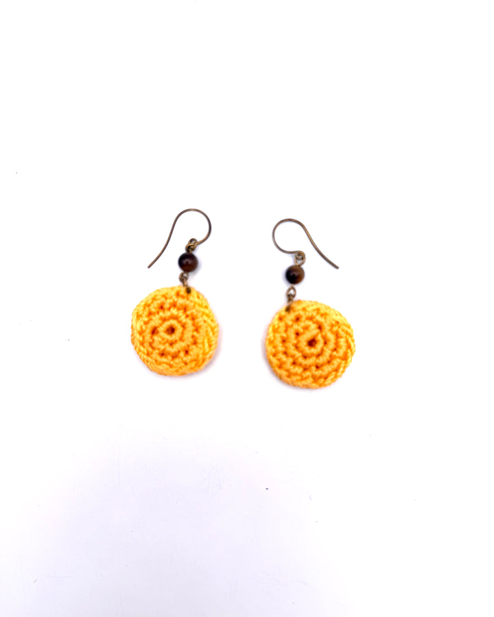 Yellow Crochet Knit Earrings